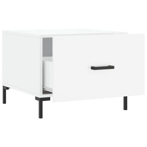 Sofaborde 2 stk. 50x50x40 cm konstrueret træ hvid højglans