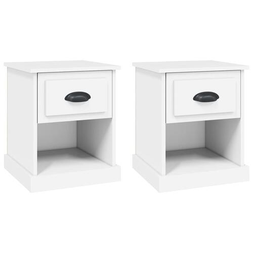 Sengeborde 2 stk. 39x39x47,5 cm konstrueret træ hvid