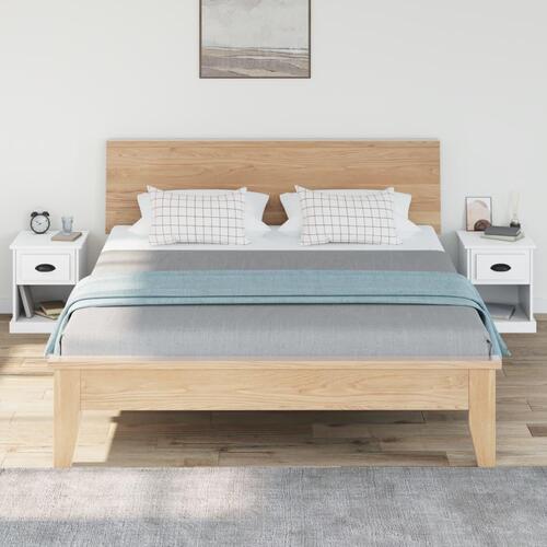 Sengeborde 2 stk. 39x39x47,5 cm konstrueret træ hvid