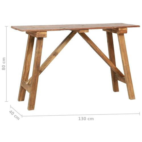 Konsolbord 130x40x80 cm massivt genbrugstræ