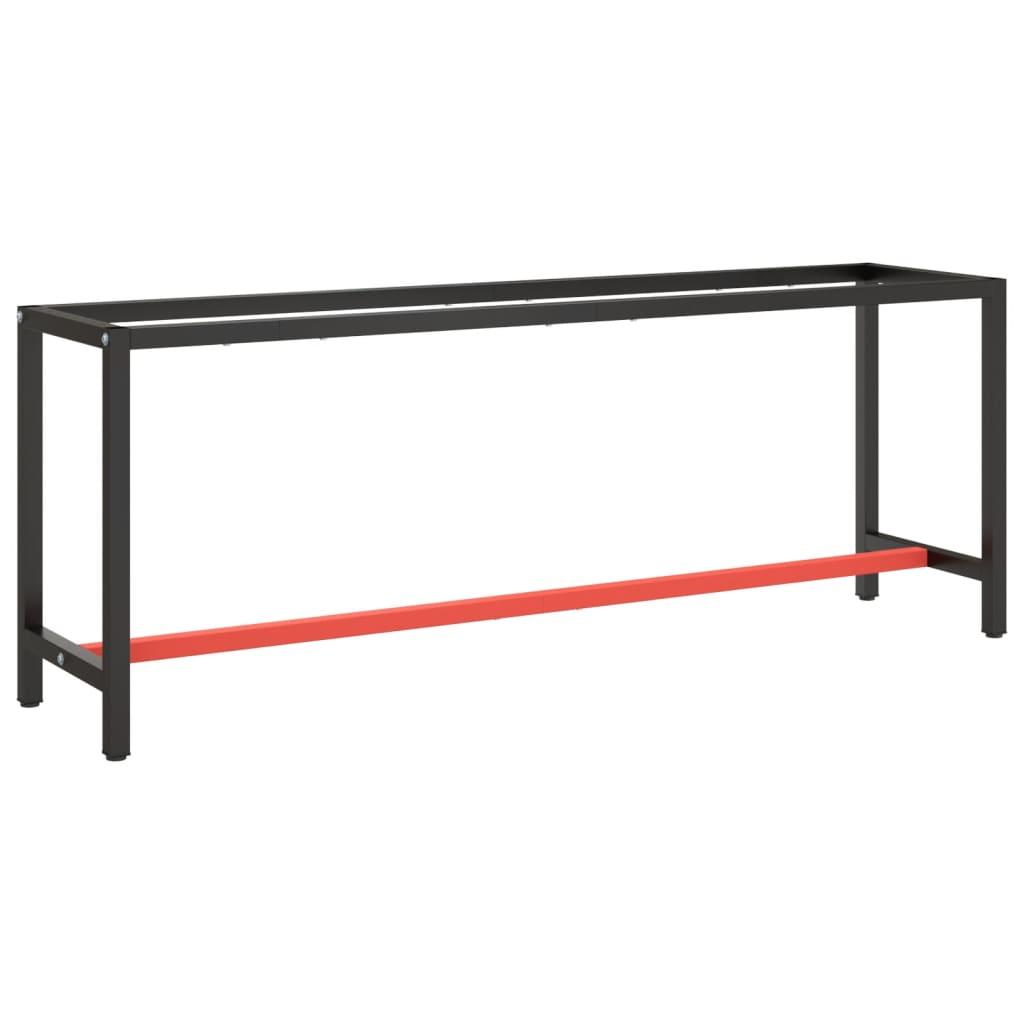 Stel til arbejdsbænk 210x50x79 cm metal mat sort og mat rød