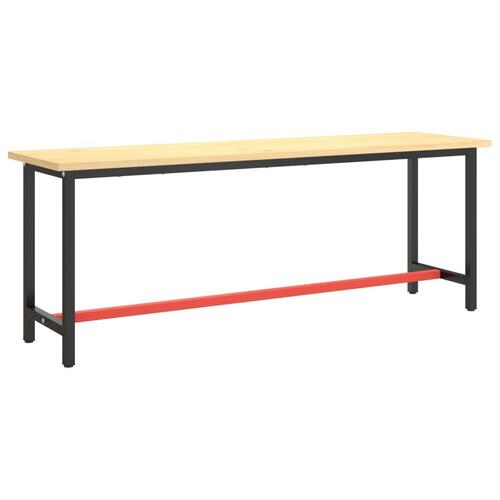 Stel til arbejdsbænk 210x50x79 cm metal mat sort og mat rød