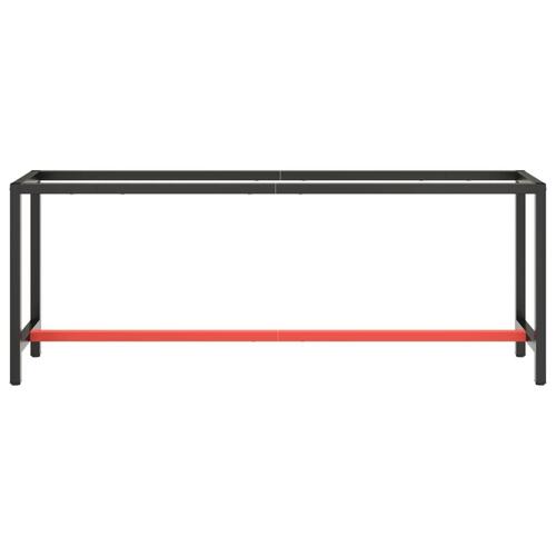 Stel til arbejdsbænk 210x50x79 cm metal mat sort og mat rød