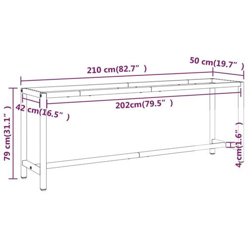 Stel til arbejdsbænk 210x50x79 cm metal mat sort og mat rød