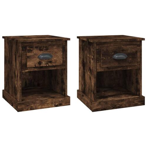 Sengeborde 2 stk. 39x39x47,5 cm konstrueret træ røget eg