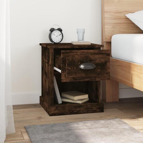 Sengeborde 2 stk. 39x39x47,5 cm konstrueret træ røget eg