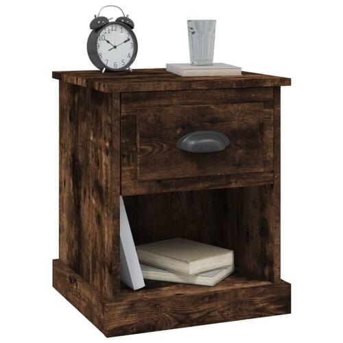 Sengeborde 2 stk. 39x39x47,5 cm konstrueret træ røget eg