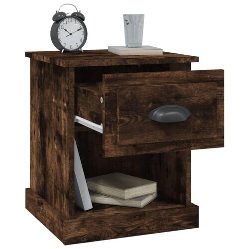 Sengeborde 2 stk. 39x39x47,5 cm konstrueret træ røget eg