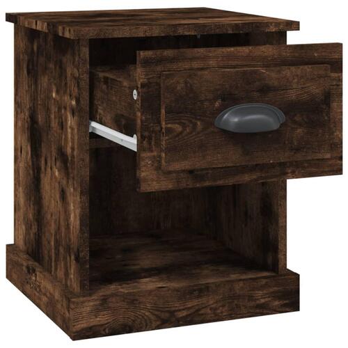 Sengeborde 2 stk. 39x39x47,5 cm konstrueret træ røget eg