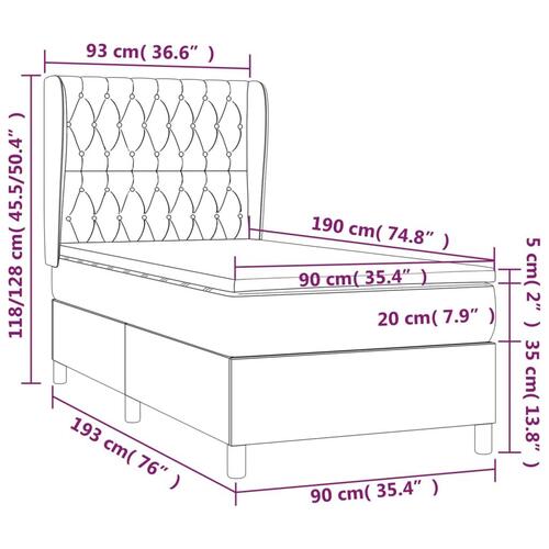 Kontinentalseng med madras 90x190 cm stof lysegrå