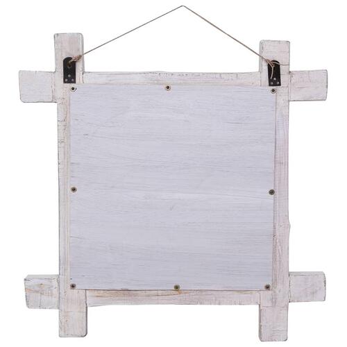 Rustikt spejl 70x70 cm massivt genbrugstræ hvid