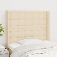 Sengegavl med kanter 93x16x118/128 cm stof cremefarvet