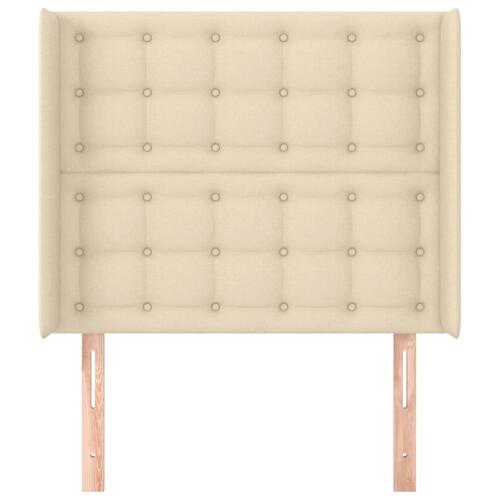 Sengegavl med kanter 93x16x118/128 cm stof cremefarvet
