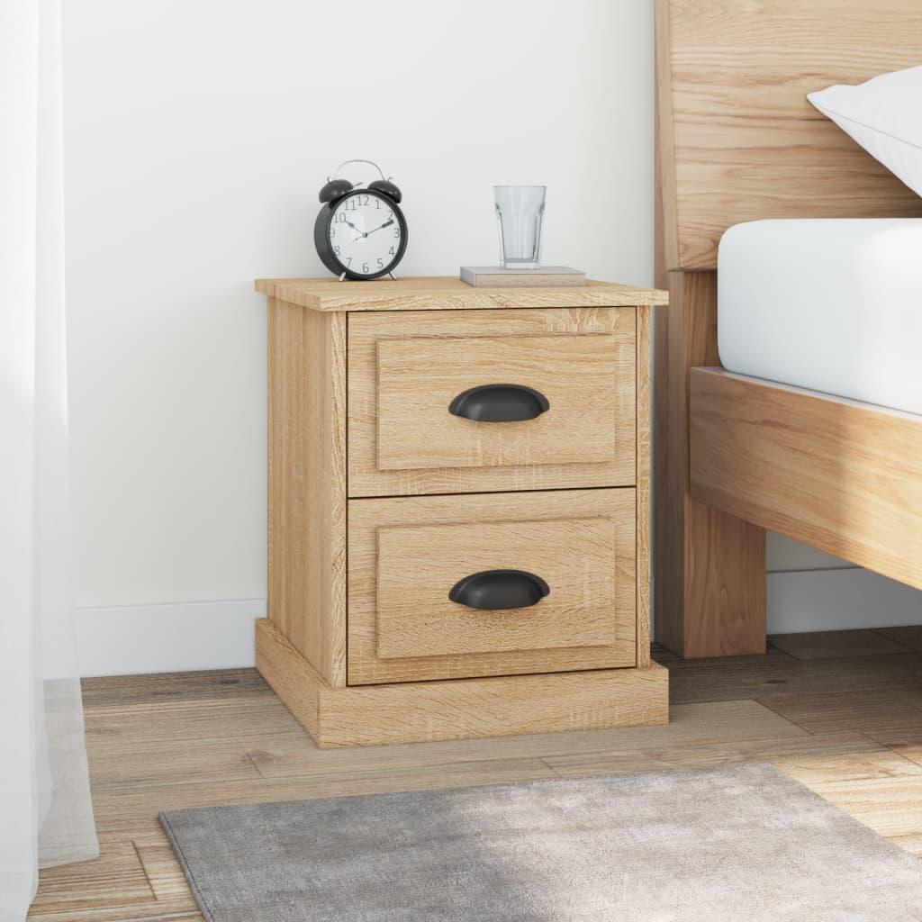 Sengeborde 2 stk. 39x39x47,5 cm konstrueret træ sonoma-eg