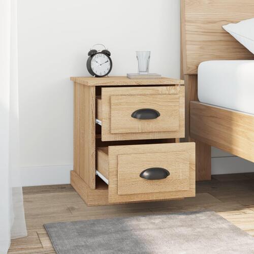 Sengeborde 2 stk. 39x39x47,5 cm konstrueret træ sonoma-eg