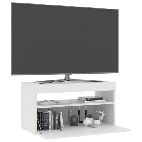 Tv-bord med LED-lys 75×35×40 cm - hvid