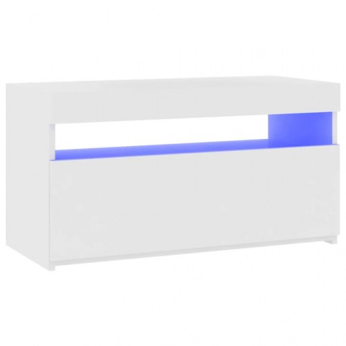Tv-bord med LED-lys 75×35×40 cm - hvid