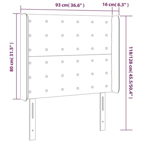 Sengegavl med kanter 93x16x118/128 cm stof cremefarvet