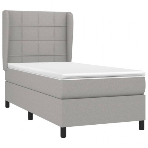 Kontinentalseng med madras 90×190 cm - stof, lysegrå