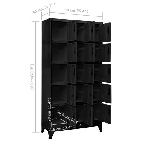 Skab 90x40x180 cm stål sort