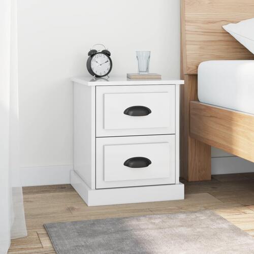 Sengeborde 2 stk. 39x39x47,5 cm konstrueret træ hvid højglans