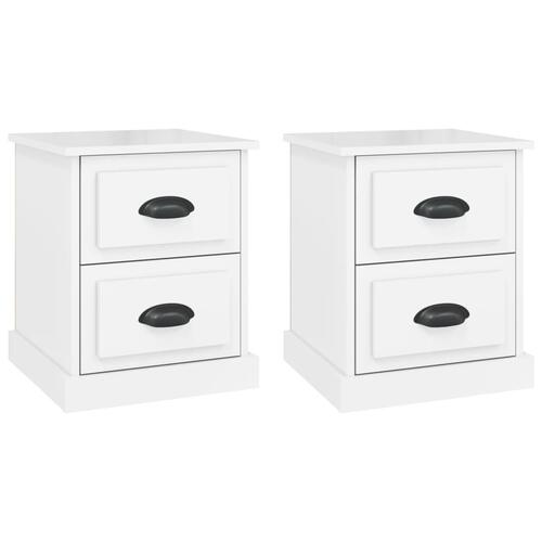 Sengeborde 2 stk. 39x39x47,5 cm konstrueret træ hvid højglans