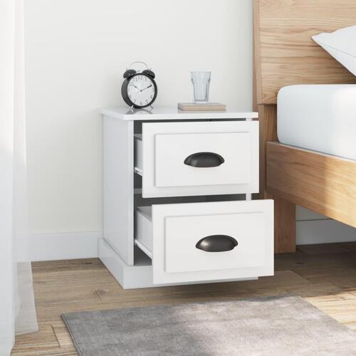 Sengeborde 2 stk. 39x39x47,5 cm konstrueret træ hvid højglans