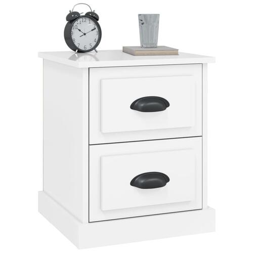Sengeborde 2 stk. 39x39x47,5 cm konstrueret træ hvid højglans