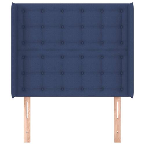 Sengegavl med kanter 93x16x118/128 cm stof blå