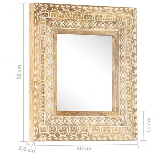 Håndskåret spejl 50 × 50 × 2,6 cm i massivt mangotræ