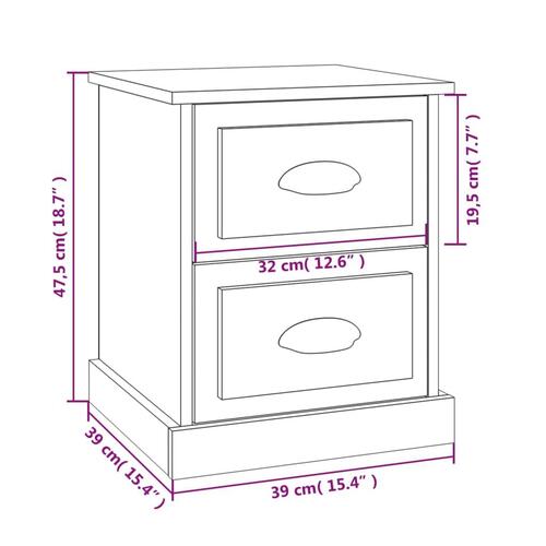 Sengeborde 2 stk. 39x39x47,5 cm konstrueret træ hvid højglans