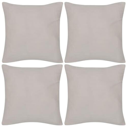 4 beige pudebetræk i bomuld 80 x 80 cm