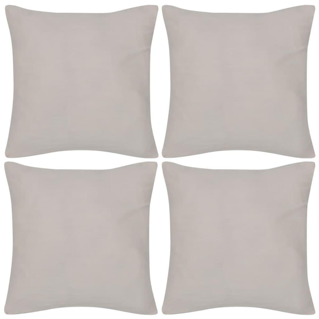 4 beige pudebetræk i bomuld 80 x 80 cm
