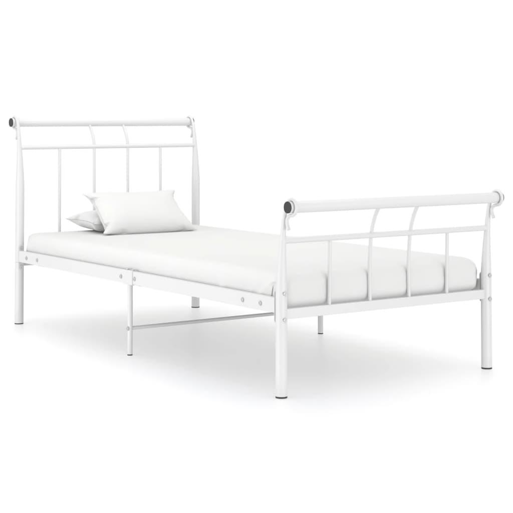Sengestel 90x200 cm metal hvid