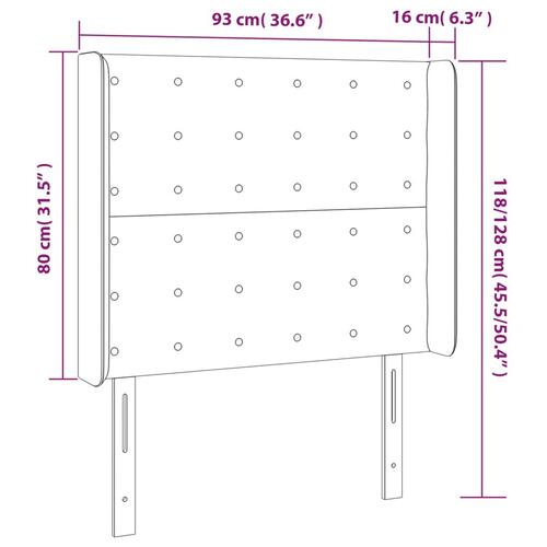 Sengegavl med kanter 93x16x118/128 cm stof blå