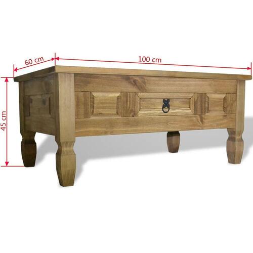 Sofabord i mexicansk fyrretræ Corona-serien 100 x 55 x 44 cm