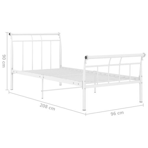 Sengestel 90x200 cm metal hvid
