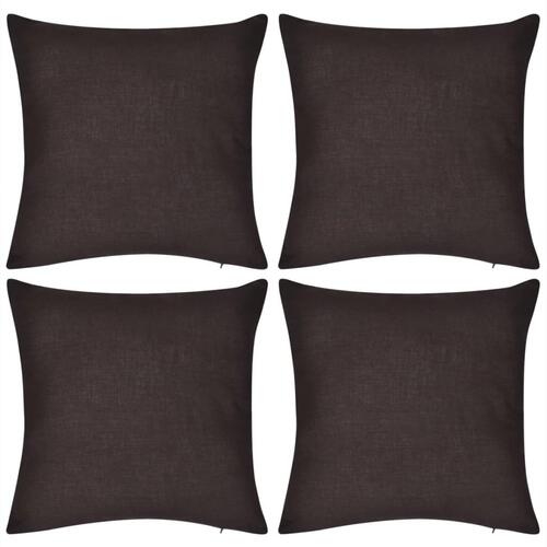 4 brune pudebetræk i bomuld 80 x 80 cm