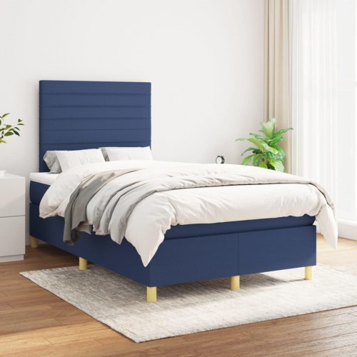 Kontinentalseng med madras 120×200 cm - stof, blå