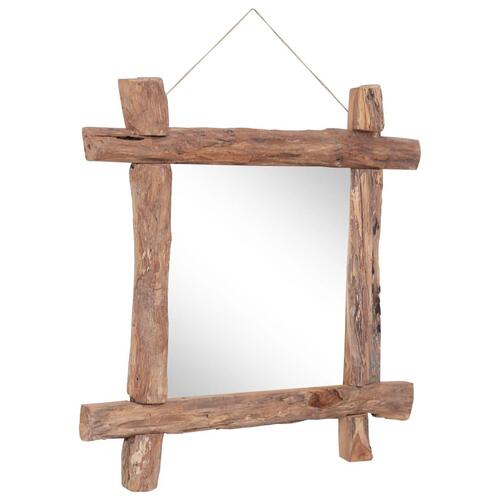 Spejl med træramme 70x70 cm massivt genbrugstræ natur
