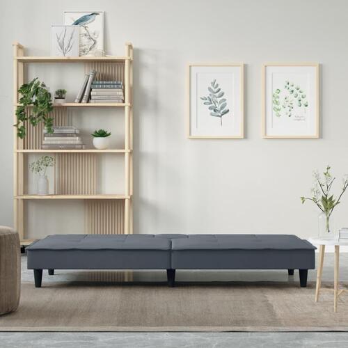Sovesofa med kopholdere velour mørkegrå