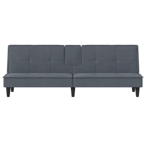Sovesofa med kopholdere velour mørkegrå