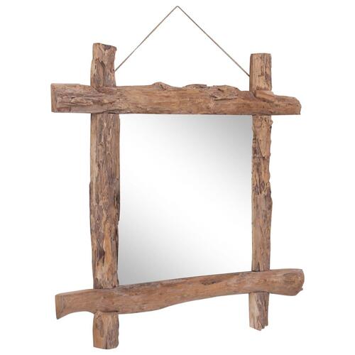Spejl med træramme 70x70 cm massivt genbrugstræ natur