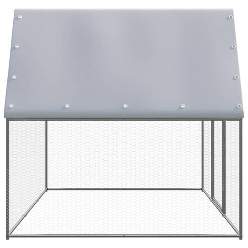 Hønsebur 3x2x2 m galvaniseret stål sølvfarvet og grå