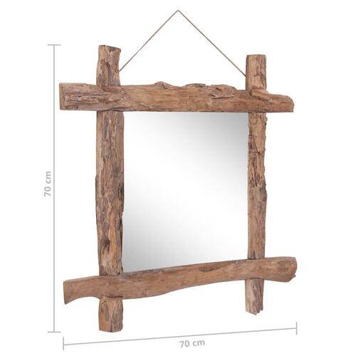 Spejl med træramme 70x70 cm massivt genbrugstræ natur