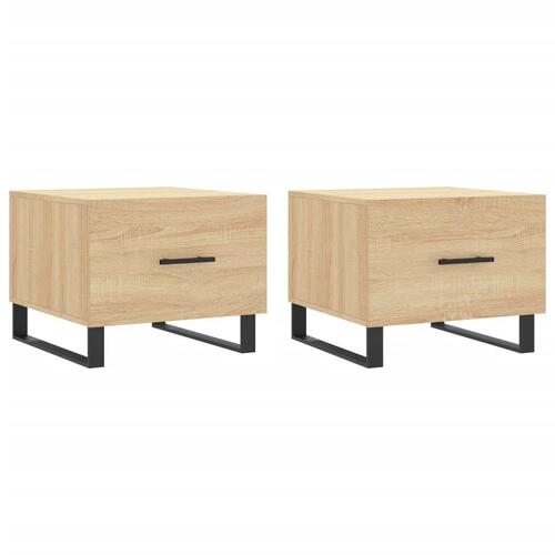 Sofaborde 2 stk. 50x50x40 cm konstrueret træ sonoma-eg