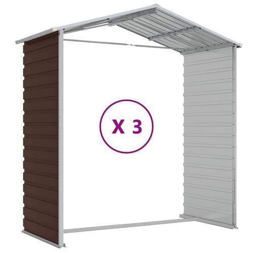 Haveskur 191x300x198 cm galvaniseret stål brun