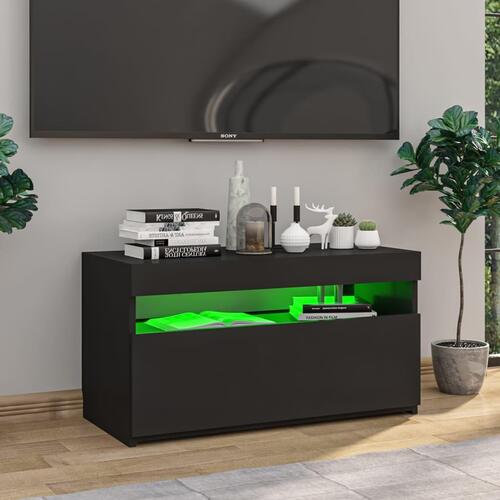 Tv-bord med LED-lys 75x35x40 cm sort