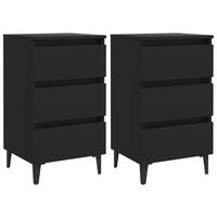Sengeskabe m. metalben 2 stk. 40x35x69 cm sort