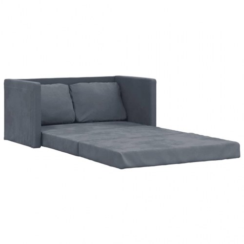 2-i-1 sovesofa i velour - mørkegrå, 122×204×55 cm